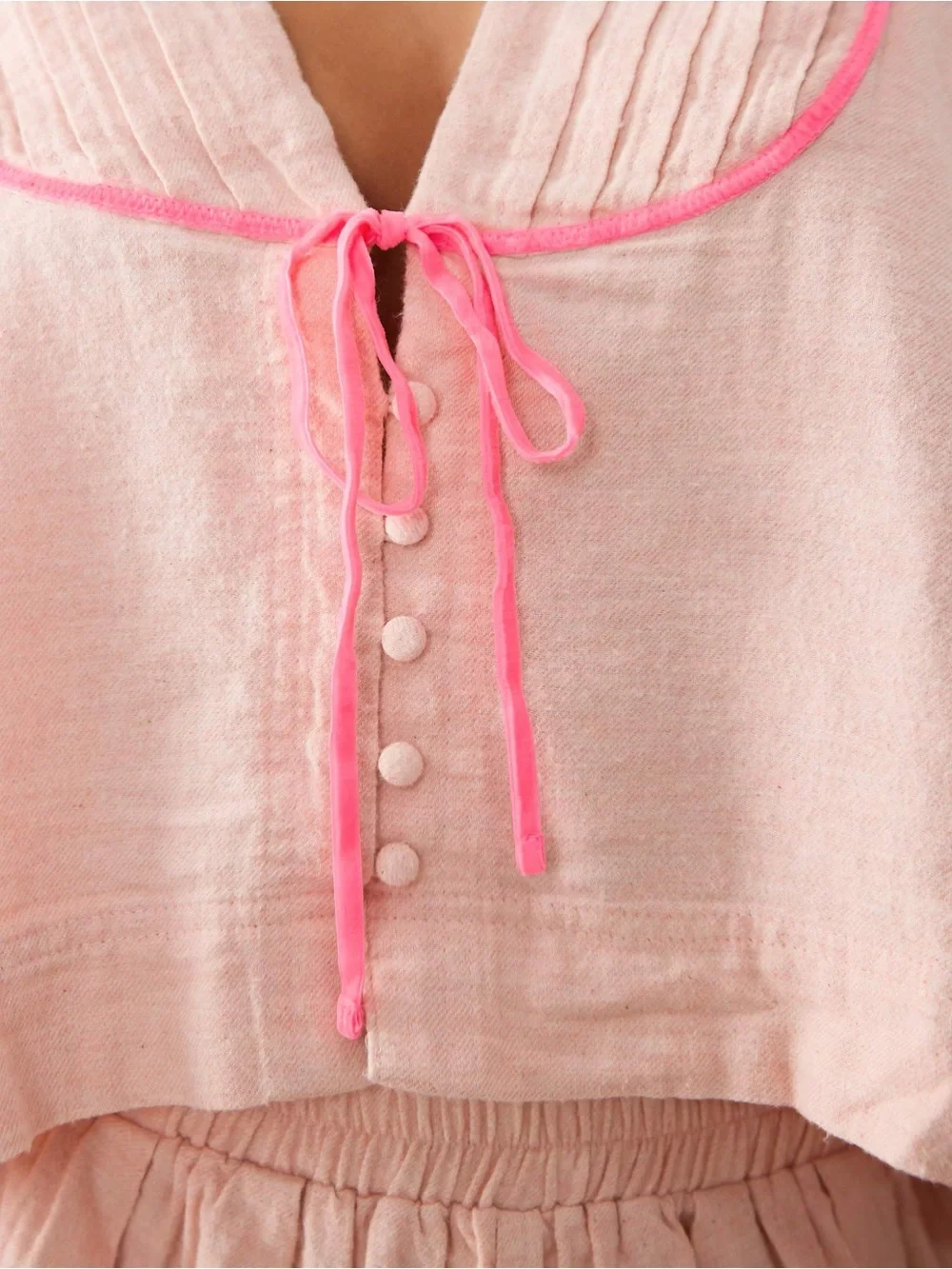 Free People Close to Home Flannel Set Neon Peach